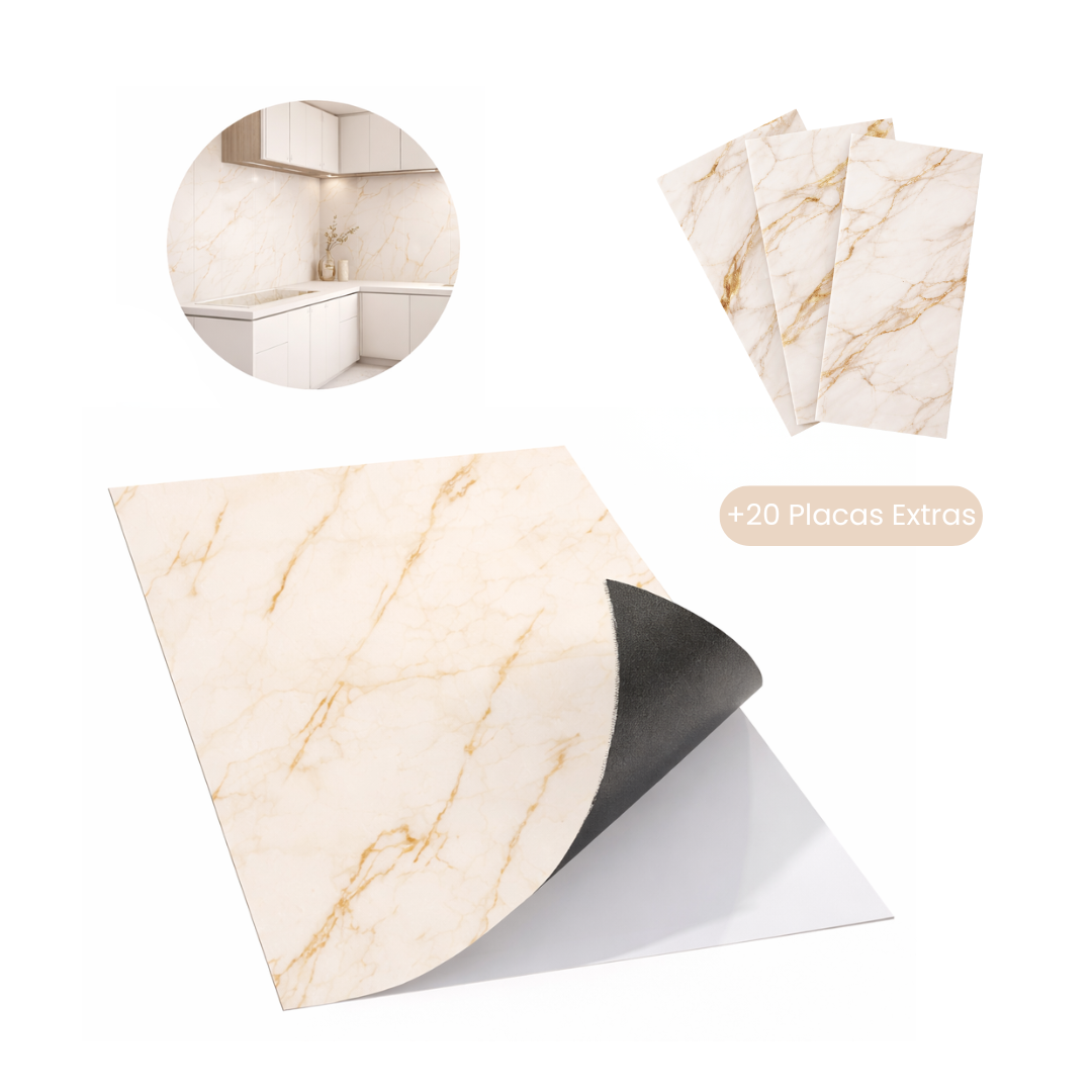 Kit Placas Auto Colante - Mármorea + Placas Extras